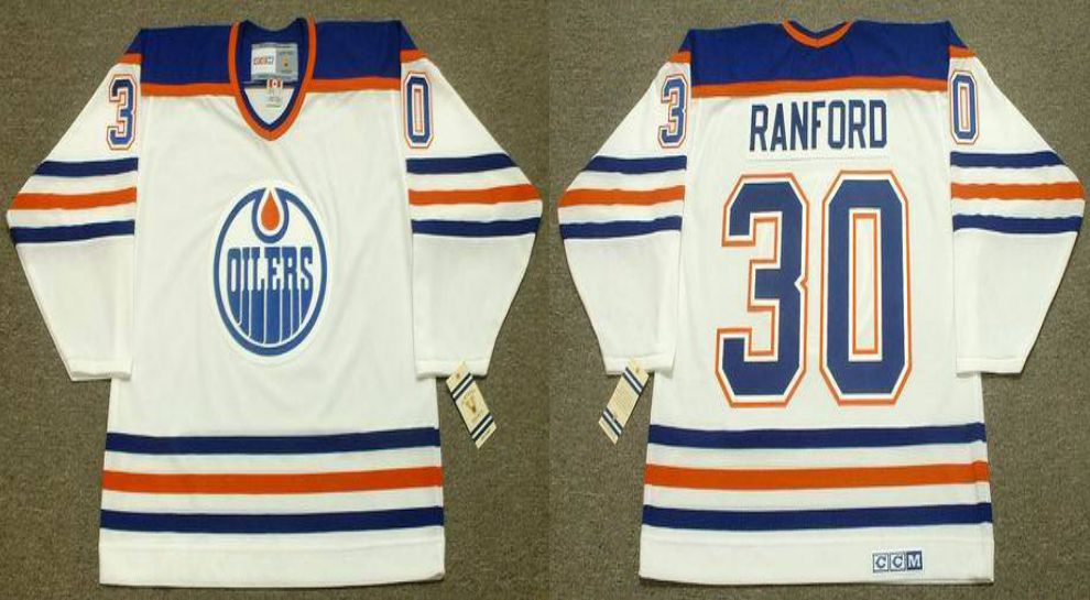 2019 Men Edmonton Oilers 30 Ranford White CCM NHL jerseys